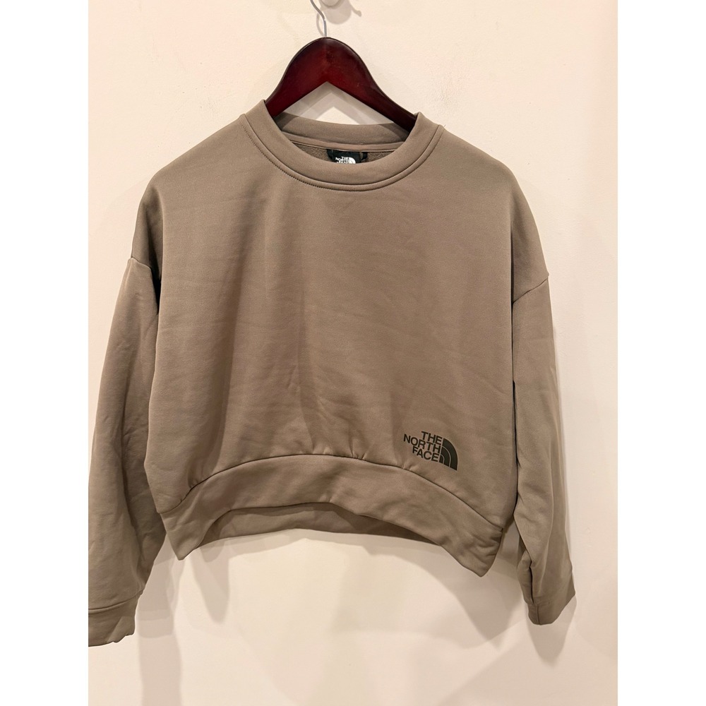 The North Face Women's Cropped Fleece Sweatshirt Taupe Brown Pullover Size S